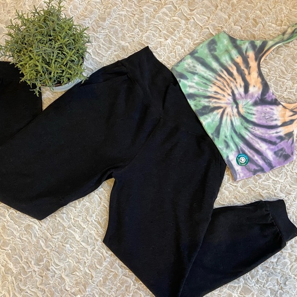 Beyond Yoga Spacedye Midi Jogger Pants High Waist Joggers Heather Black Small - Picture 8 of 9